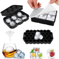 Xinqihang - Bandeja Para Cubitos De Hielo, Paquete De 3 Bandejas Para Congelador Con Tapa De Silicona De Grado Alimenticio Y Aptas Para Lavavajillas, Molde Para Hacer Bolas De Hielo De Fácil Liberación Para Whisk
