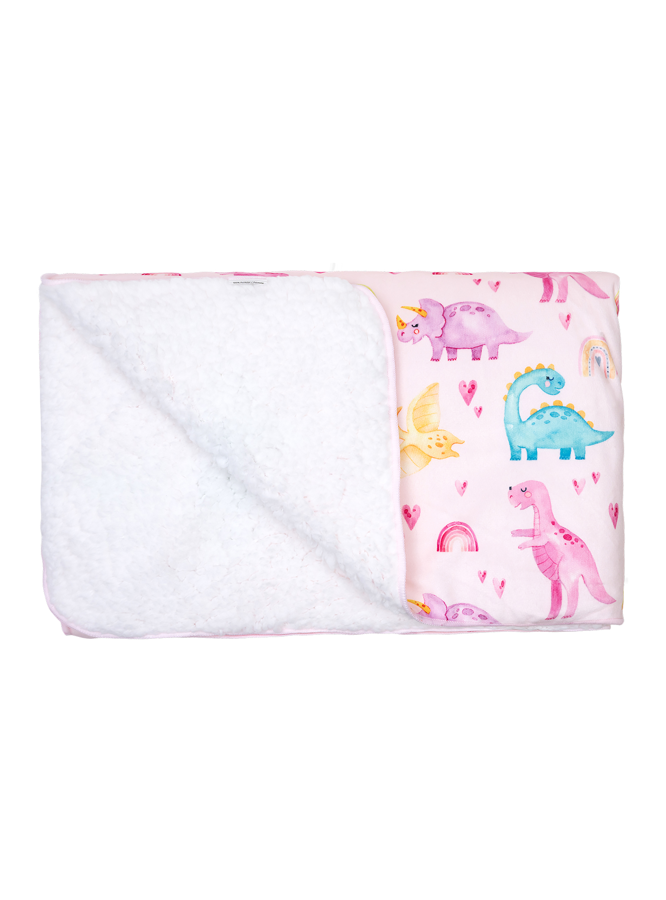 Frazada De Sherpa Bambino Dinosaurio Rosado