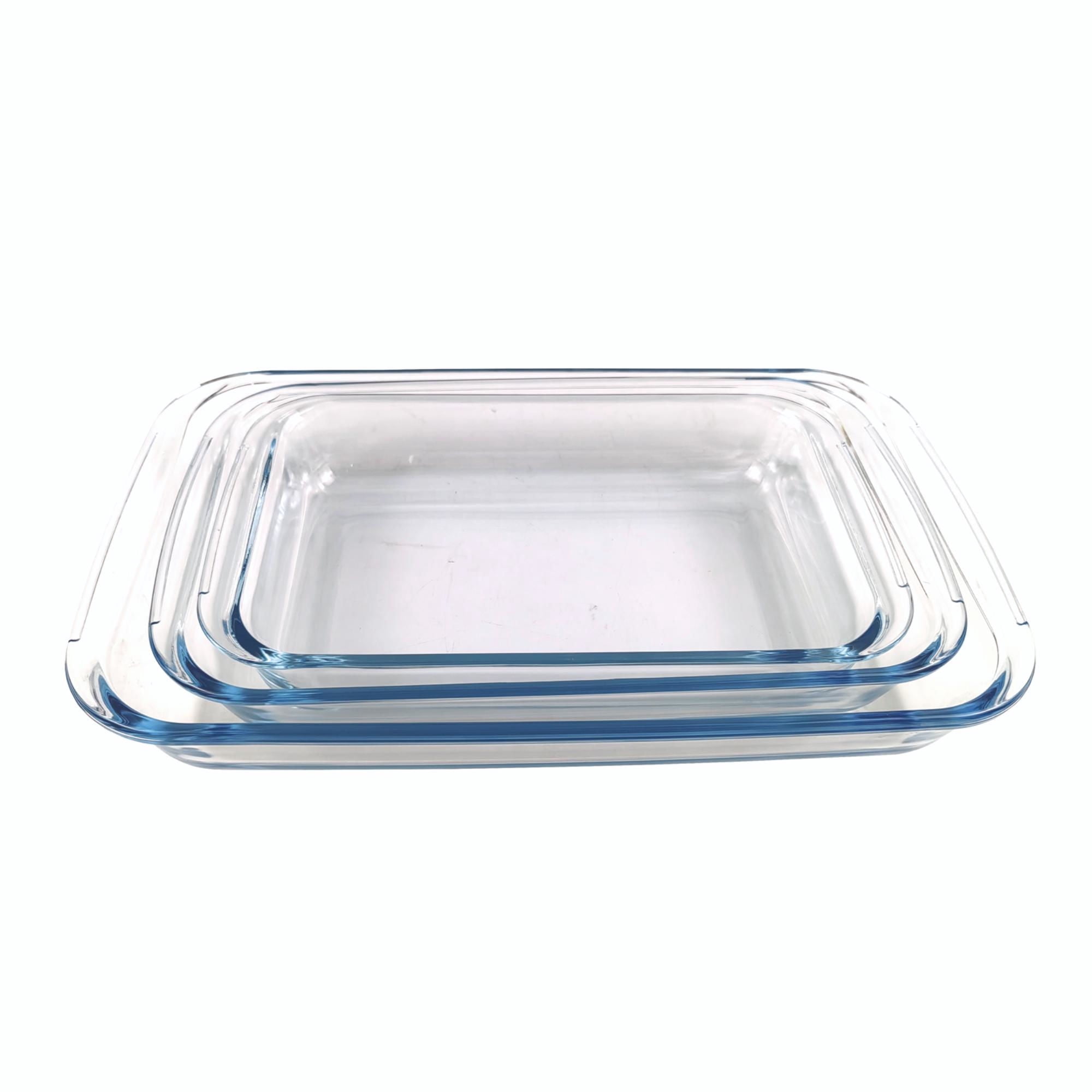 Fuente Rectangular 3 Piezas 1L - 1.6L - 2.2L Vidrio Transparente