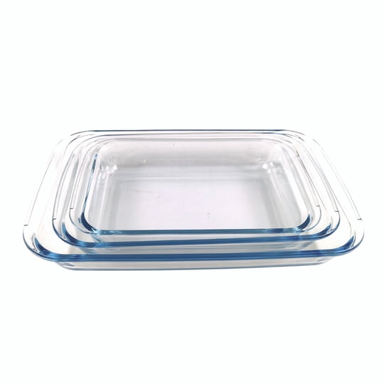 Fuente Rectangular 3 Piezas 1l - 1.6l - 2.2l Vidrio Transparente Haus