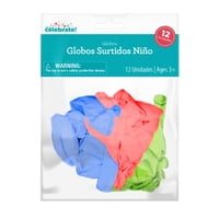 Set 12 Globos Surtidos Niño (Rojo-Azul-Verde)  Way To Celebrate