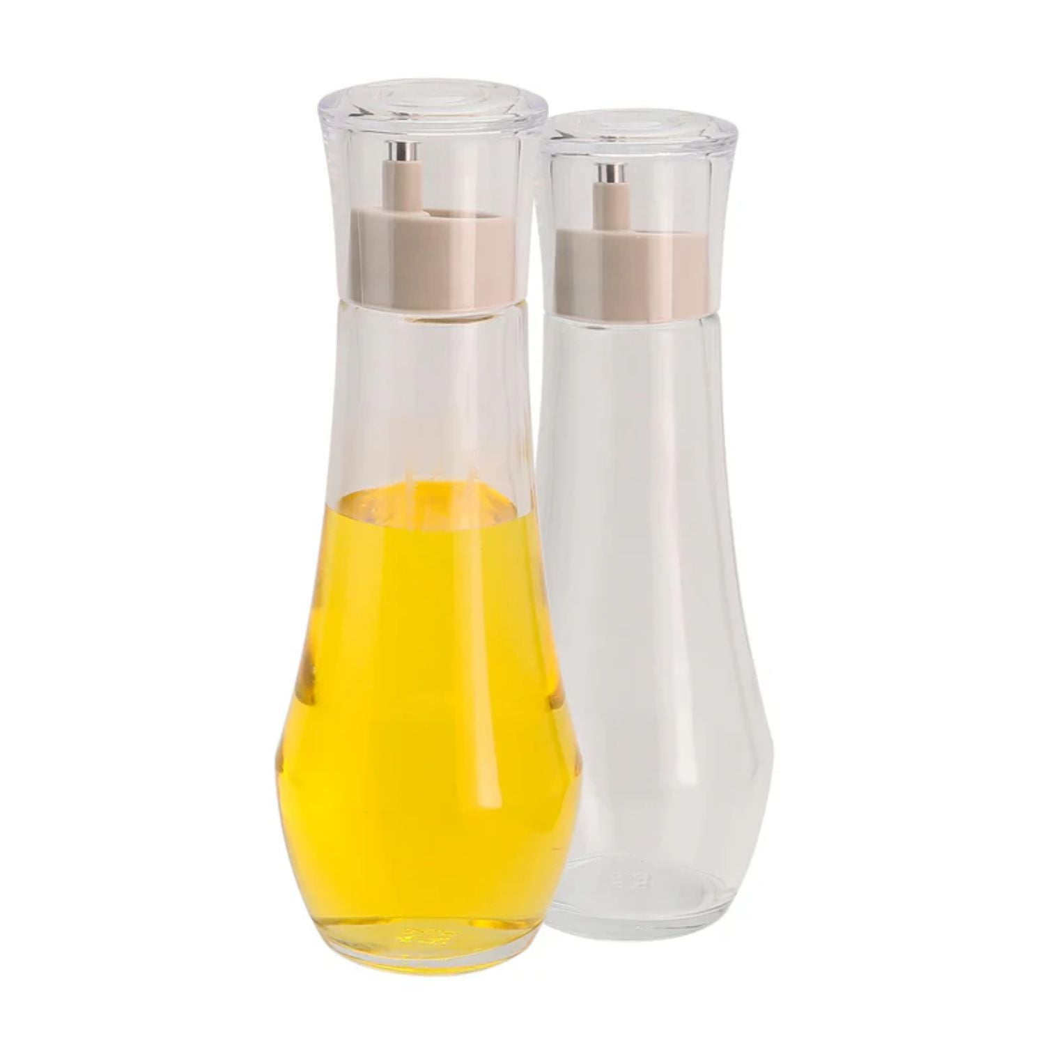Qualitydesign - Set Alcuza 2 Botellas Aceite Vinagre 270ml Curves Vidrio