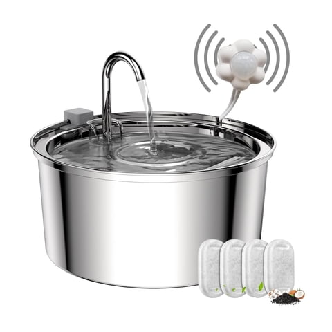 Genérico - Bebedero Gato Acero Inox Llave Silenciosa Sensor 4 Filtros