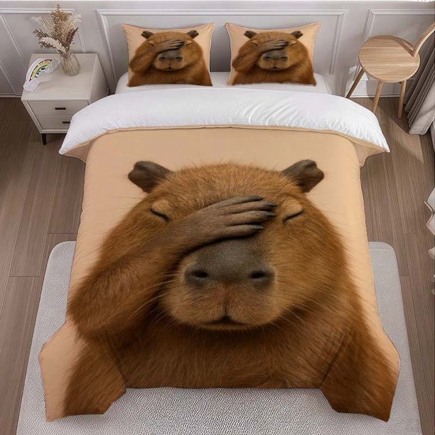 Adorable Capybara Themed Bedding Set Soft and Comfortable for All Seasons - Ideal Home & Bedroom Decor