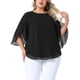 thumbnail image 1 of Agnes Orinda Blusas de Gasa de Verano Fluidas con Cuello Redondo y Mangas 3/4 de Pétalo para Mujer de Talla Grande, 2X Negro, 1 of 8