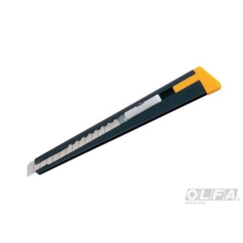 Olfa - Cuchillo Mediano Con Seguro Automático Y Clip 180-Black 9Mm