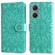 thumbnail image 1 of Funda tipo cartera FOXDOCK para Vivo Y03 4G , diseño girasol en relieve, cuero PU, cierre magnético, soporte y tarjetero, 1 of 5