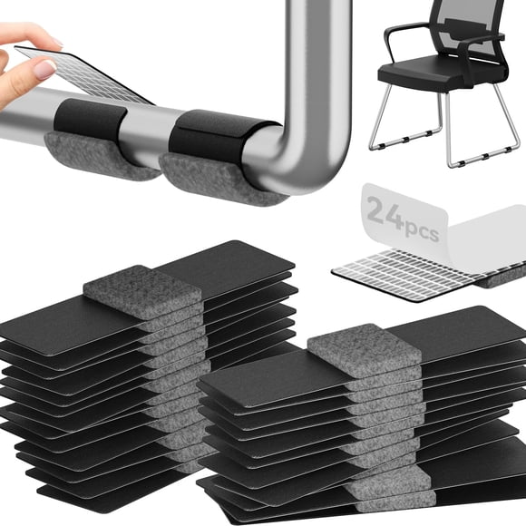 Protectores de piso para sillas ProtStorLife, almohadillas de fieltro, 24 piezas, gris