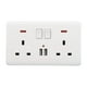 thumbnail image 2 of Enchufe Británico De Pared Doble 2 Gang 13A 2 Placa De Puerto De Cargador USB Blanco, 2 of 3