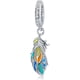 thumbnail image 1 of Dije de pluma original y auténtico de plata de ley 925 con esmalte colorido de cristal de ángel y pluma, dijes de animales para pulseras, collares, joyas para madres, hijas y mujeres., 1 of 7