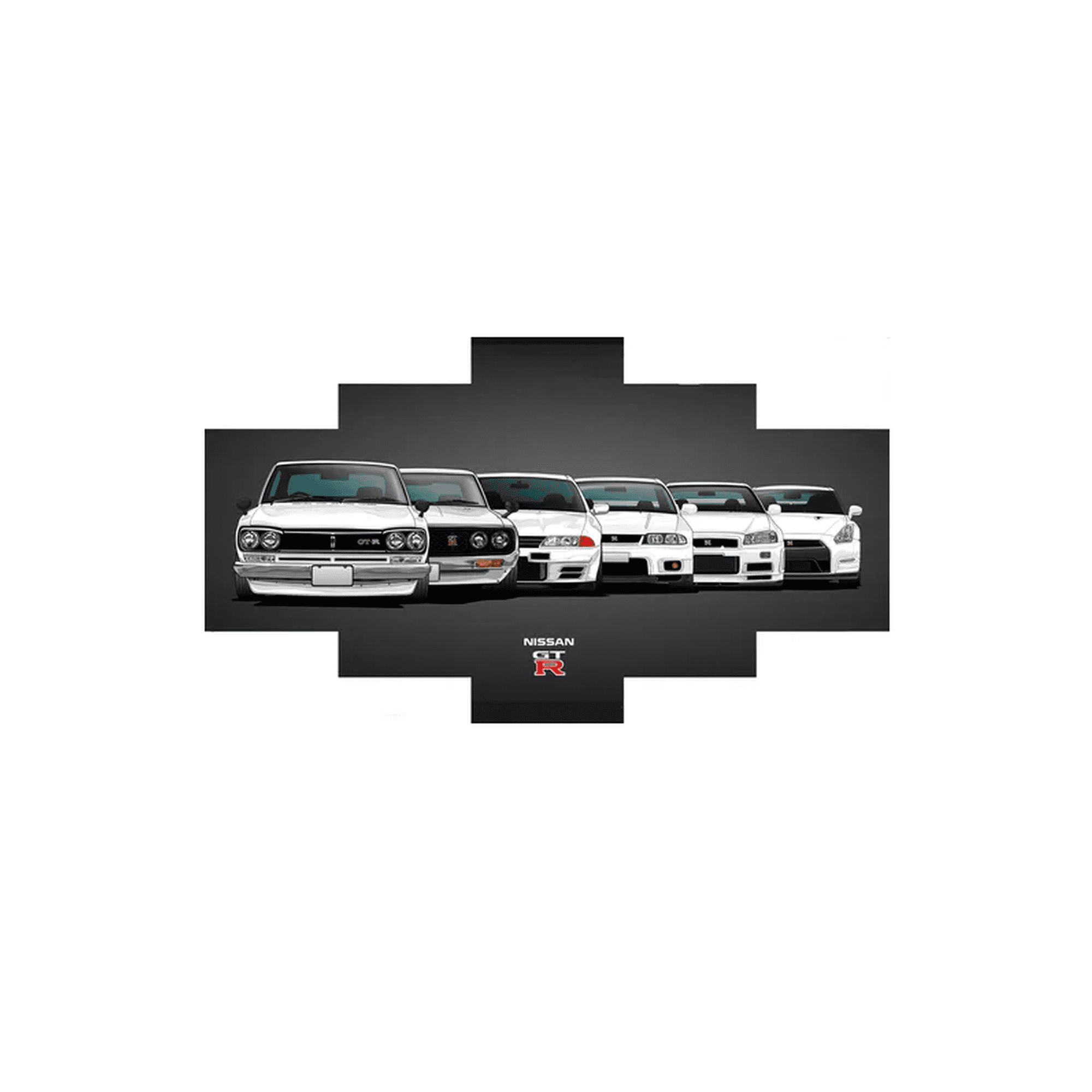 Genérico - Cuadro Políptico 150x80 Nissan Gt. Con Bastidor De Madera