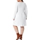 thumbnail image 3 of Vestido Babydoll de Cuello Redondo para Mujer de Talla Grande Agnes Orinda con Decoración de Botones, Manga Larga, Suave y Casual para Otoño con Bolsillo 5X Blanco, 3 of 6
