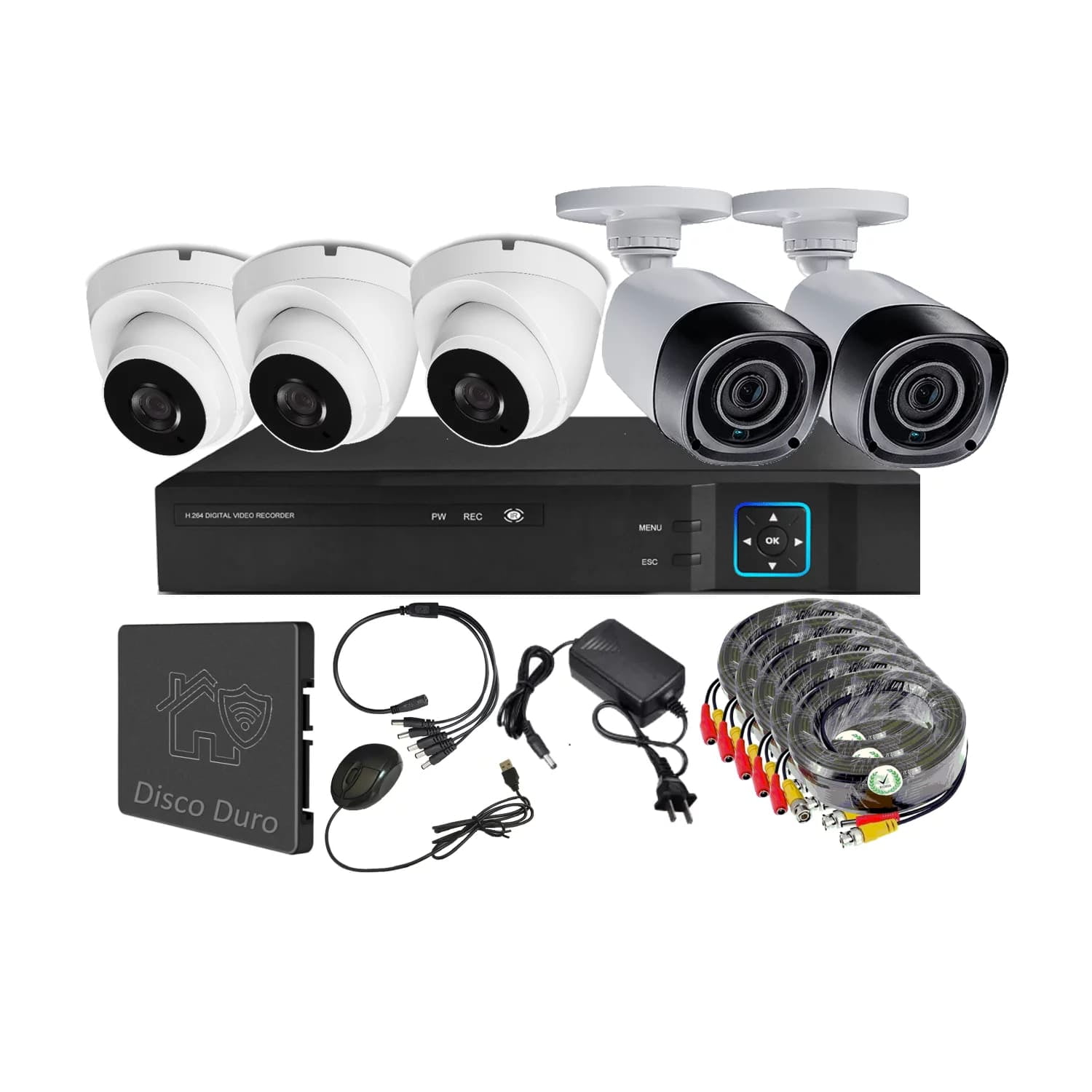 Vipa - Kit 5 Cámaras Seguridad Mixto Hd Con Disco Duro M52ldd