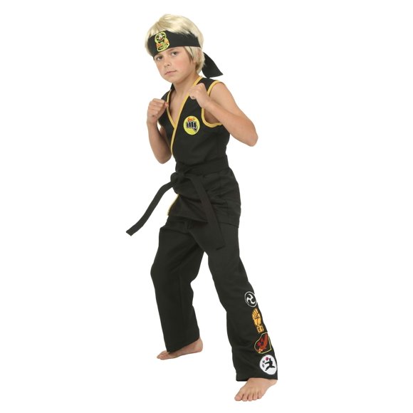 Disfraz divertido de Karate Kid Cobra Kai Kids, negro, tamaño mediano