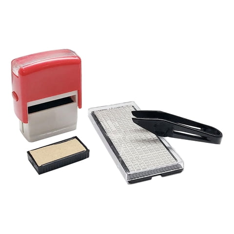 Magideal - Sello Autoentintado Para Bricolaje, Sello Compacto Con Impresión De Fecha Del Alfabeto, Sello De Dirección, Sello De Números Y Letras Para Contabilida Rojo