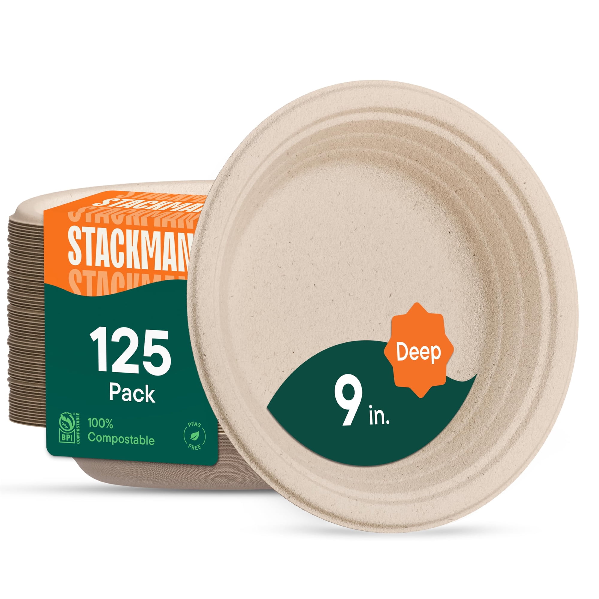 Platos Llanos Desechables Stack Man, 9 Pulgadas, Paquete De 125