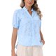 thumbnail image 4 of INSPIRE CHIC Blusas con Ojales para Mujer Verano Manga Corta Casual Cuello en V Camisas Huecas S Azul Claro, 4 of 6
