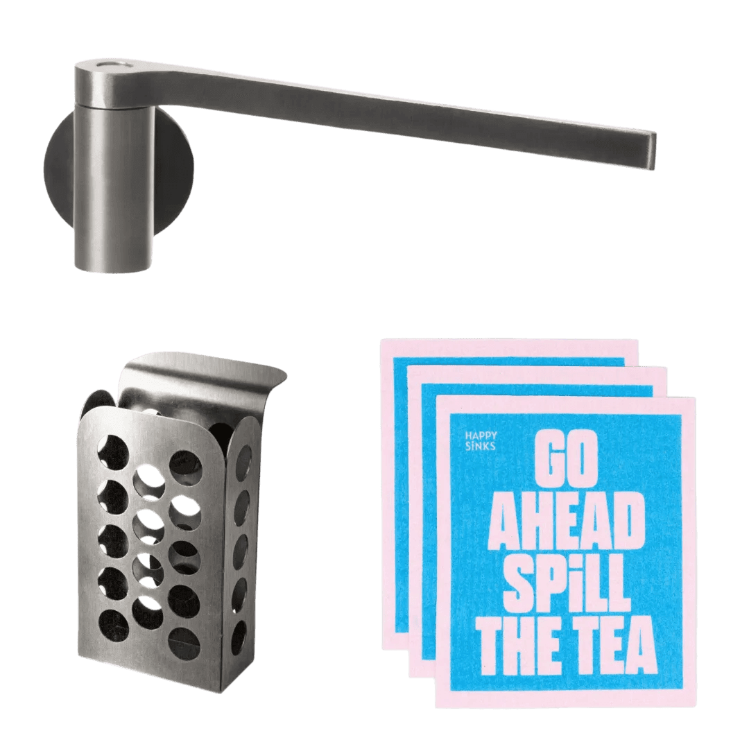 Juego De Fregaderos Happy Sinks De Acero Inoxidable Con Soporte Para Paños