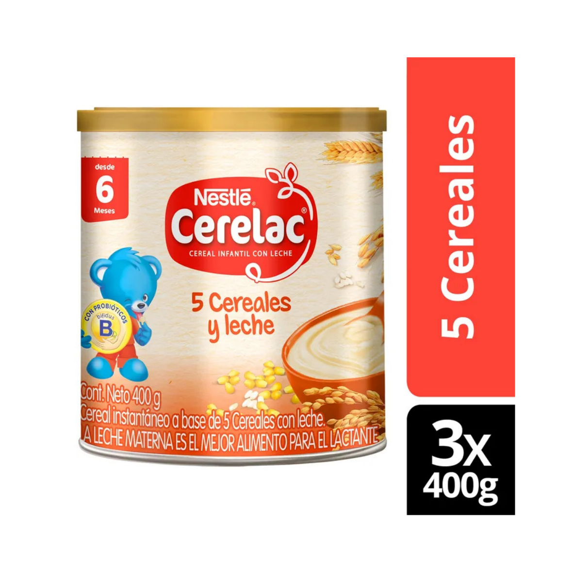 Pack X3 Cereal Infantil Cerelac® 5 Cereales 400G