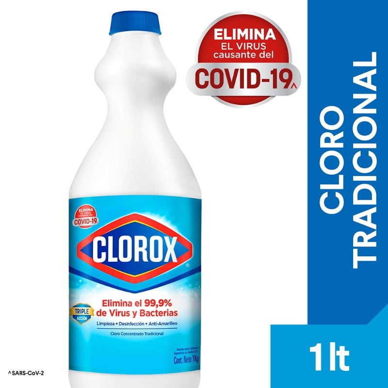 Cloro Triple Acción Líquido Tradicional Botella 1000 ml Clorox