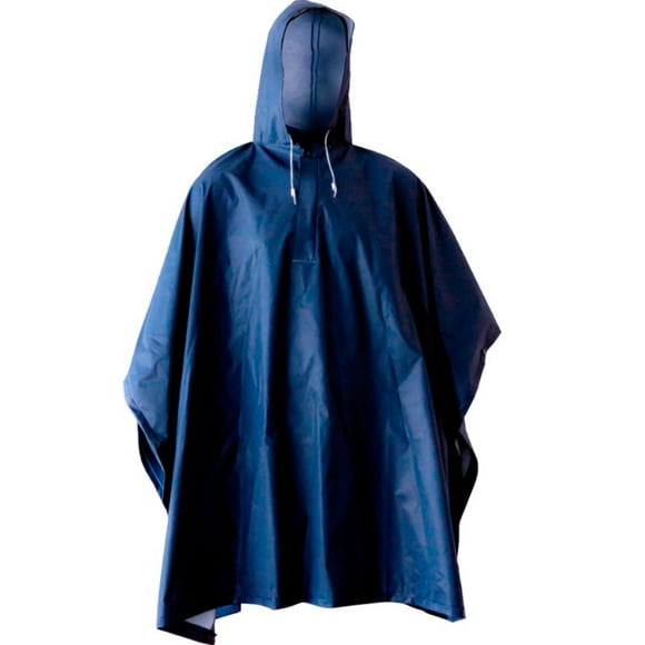 Capa De Agua Impermeable PVC Azul Con Gorro