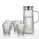 thumbnail image 1 of Juego de Jarra De Vidrio Moderna Con Tapa De Acero Inoxidable y 6 Tazas Diseño Relieve, 1 of 6