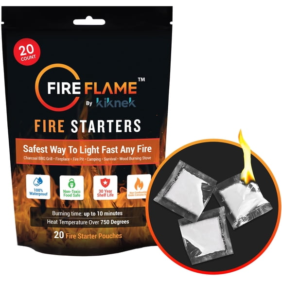 Encendedor de fuego Kiknek FireFlame impermeable, 20 sobres
