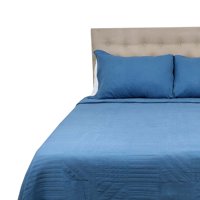 Chantilly - Cubrecama Prewash Cuadros Bordado King Indigo