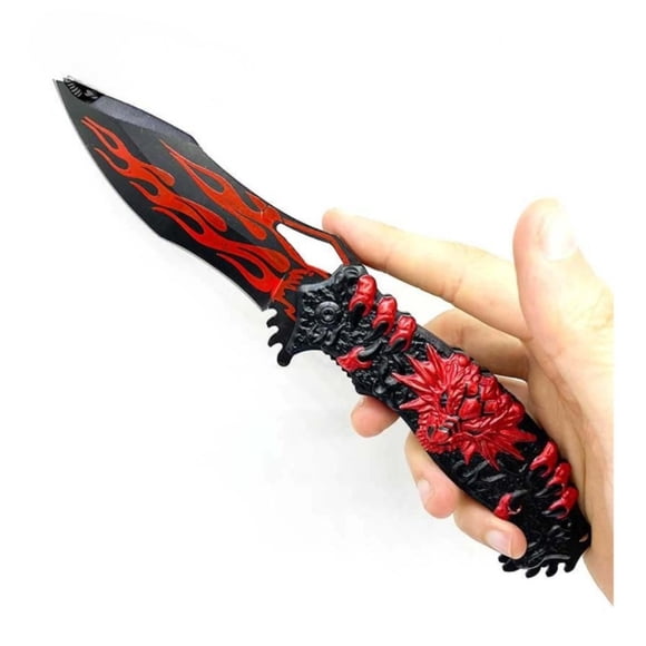 NAVAJA PLEGABLE FANTASIA DRAGON ROJO LLAMA DECORATIVO COLECCIONABLE
