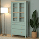 thumbnail image 1 of Vitrina de madera Vintage 90x35x180 color verde con madera natural, 1 of 3