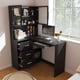 thumbnail image 2 of Computer Desk with Glass Cabinets & Built-In LED Lights, Corner L-Shaped Office Desk with USB Charging Ports, Keyboard Tray, Ergonomic Design for Home and Corporate Workspaces(Black), 2 of 3