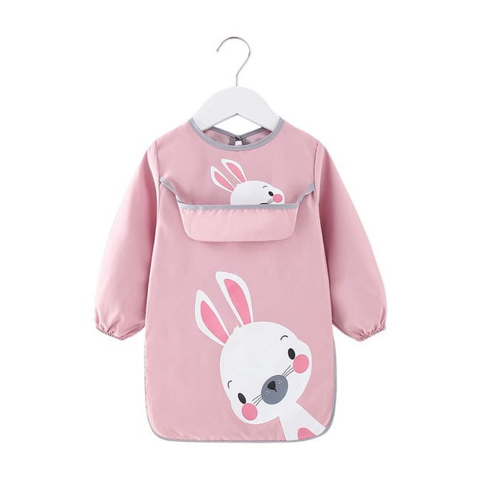 Babyluna - Delantal Babero Largo Impermeable Para Niñas Rosado