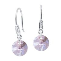 Joyas Montero - Aros Punto De Luz Plata Italiana 925 Y Cristal Light Rose
