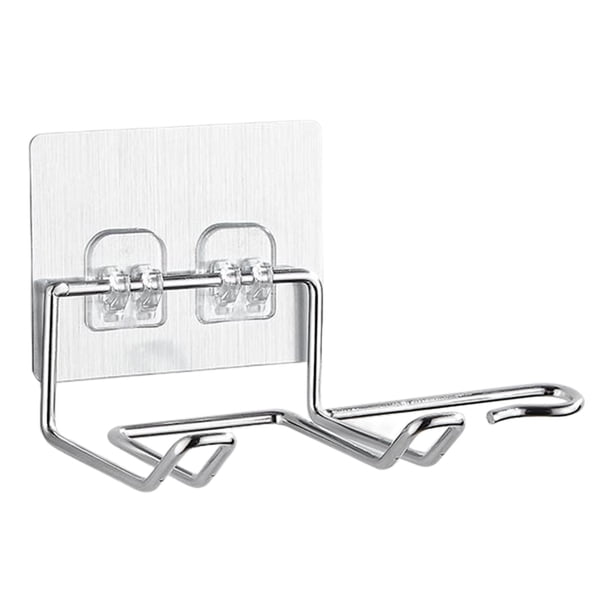Soporte para secador de pelo, organizador de herramientas de autocuidado montado en la pared, soporte para alisador de pelo, colgador para salón, baño Plata