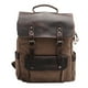 thumbnail image 1 of Mochila unisex vintage en lona café y cuero, 1 of 5