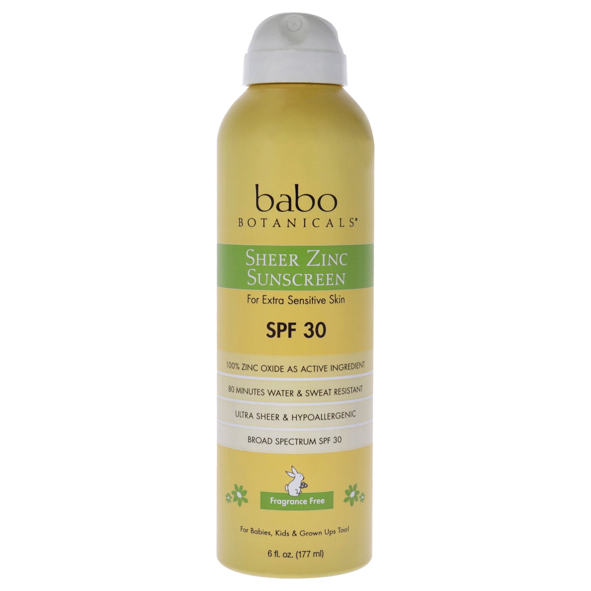 Babo Botanicals - Spray Protector Solar De Zinc Transparente Spf 30 De Para Unisex - Spray De 6 Oz