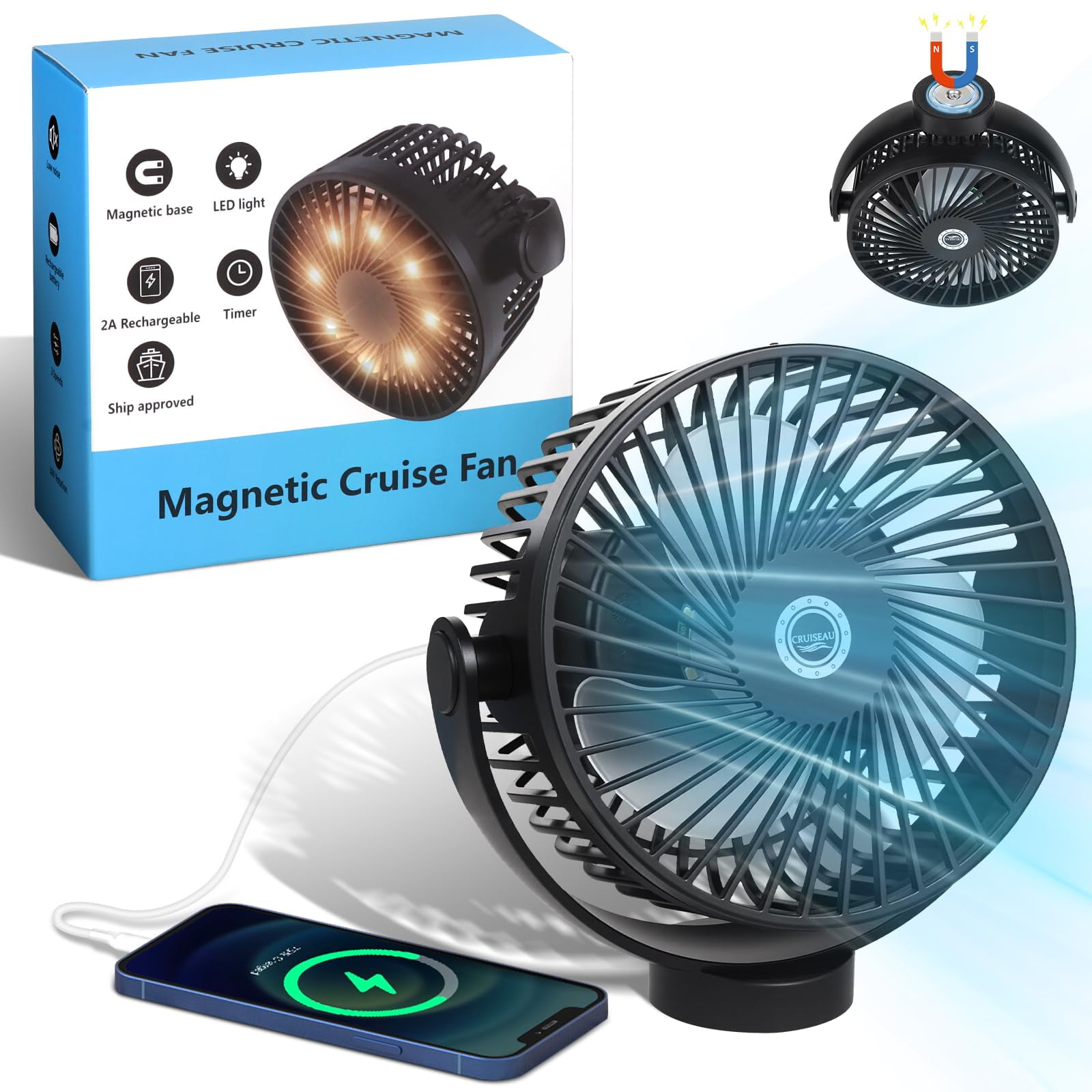 Cruiseau - Ventilador Cruise Au Magnetic Con Batería De 8000 Mah Y Luz Led