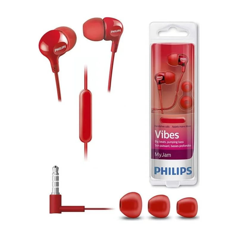 Philips - Audífonos She3555 Vibes Con Micrófono Rojo