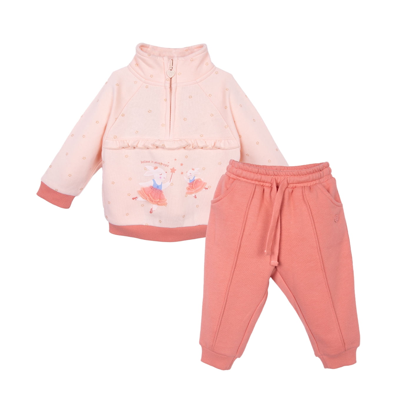 Pillin - Buzo Bebé Niña Estampado Conejitos Naranjo