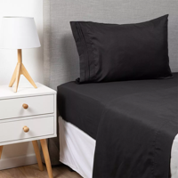 Importclick - Juego Sábanas Hotel Ultra Suave Microfibra + 2 Fundas Bordadas 1,5 Pl Negro