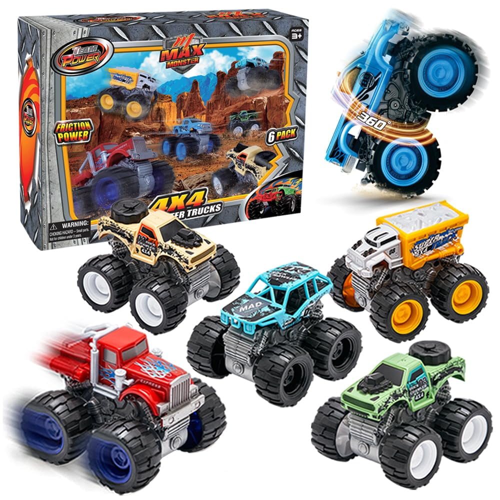 Coches De Fricción Monster Trucks Team Power, Paquete De 6 Unidades, Más De 3 Años