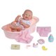 thumbnail image 2 of Set de regalo Layette Deluxe para bañera con muñeca recién nacida de vinilo de 14 cm, 2 of 9