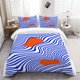 thumbnail image 1 of 3pcs Blue And White Wavy Optical Illusion Pattern Bedding Set. Soft And Comfortable Suitable for All Seasons, 1 of 5
