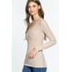 thumbnail image 2 of Saronite Camiseta Térmica Básica de Algodón Acanalado con Cuello en V y Manga Larga, Color Beige (para Mujer), 2 of 4