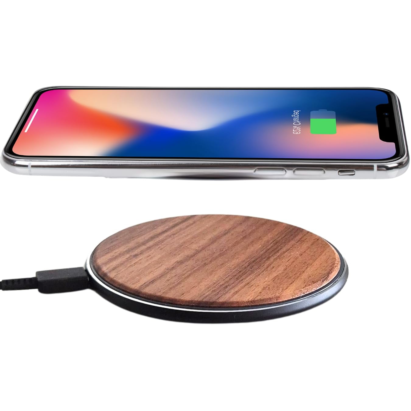 Cargador Inalámbrico Garcix 15w De Madera Con Cable Usb‑c Qi