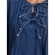 thumbnail image 5 of INSPIRE CHIC Mujeres Tops de Denim Lazo Frontal Manga Larga Volante Dobladillo Blusa Peplum Camisas de Jean S Azul Oscuro, 5 of 6