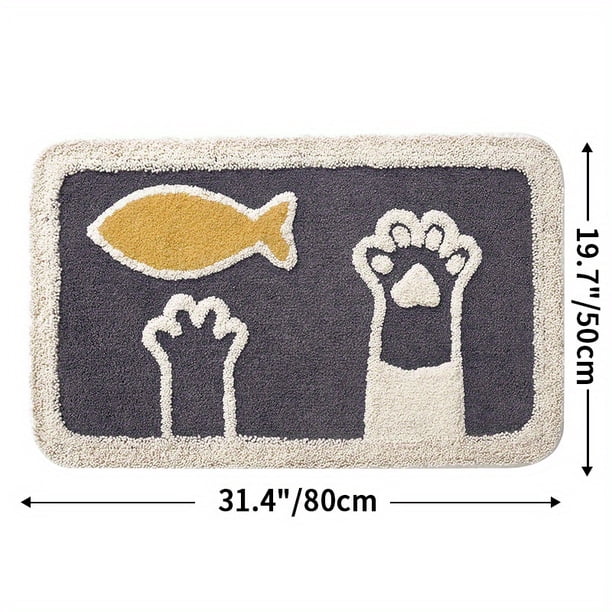 1pc Cute Cat Paw Fish Non-Slip Bath Mat - Soft and Absorbent Premium Bath Rug for Bathroom Floor, Sink, Bathtub, and Shower Room