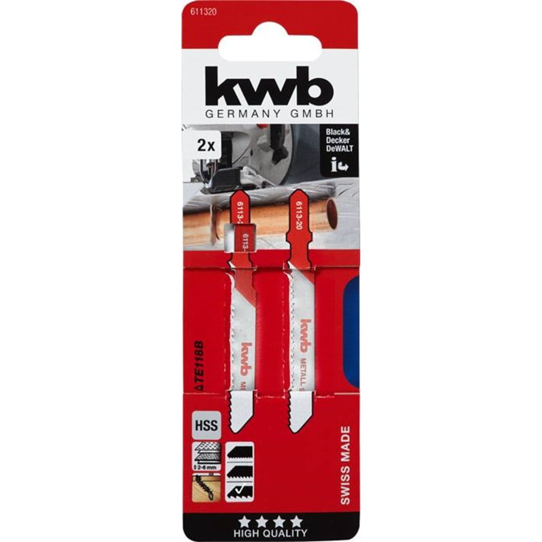 Kwb - Hojas De Sierra Caladora Para Metal Te118b (diente 2mm) 2un.