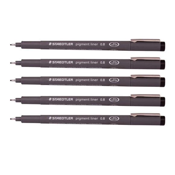 Marcador STAEDTLER Pigment Liner 0,8 mm Negro, paquete de 5