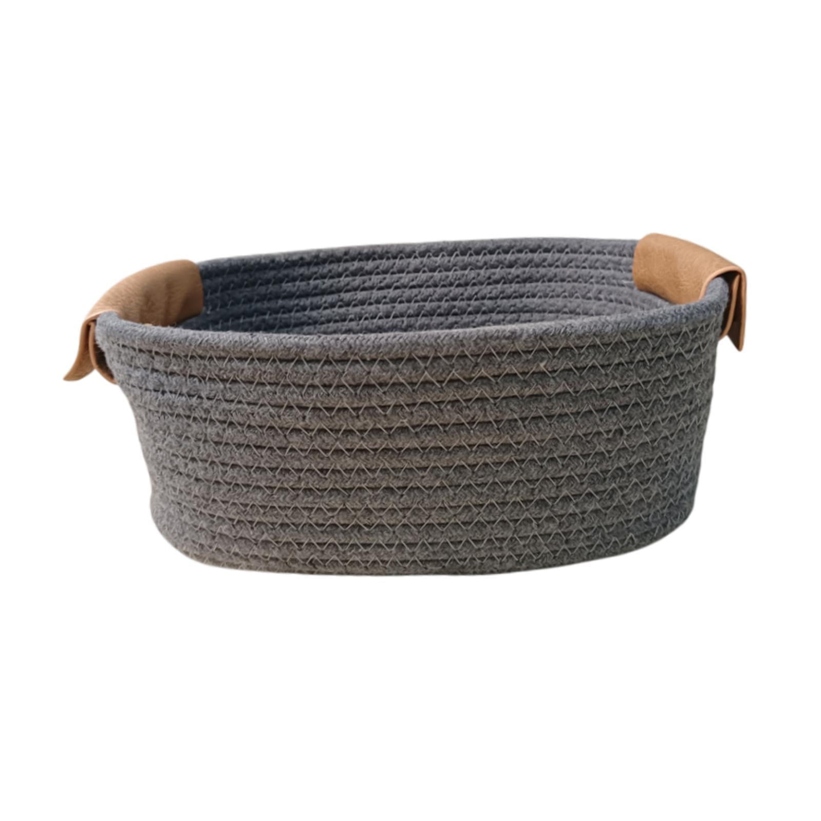 Magideal - Cesta De Almacenamiento Tejida De Algodón, Cesta De Frutas, Práctica Cesta De Picnic, Cesta De Picnic Para Aperitivos, Frutas, Vacaciones, Granja, Año Gris S